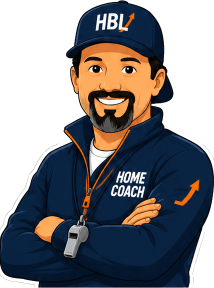Coach Ledger, the Home Coach — a smiling coach in a HomeBasisLedger cap and jacket